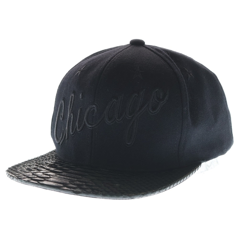 RSVP(アールブイエスピー) ×MITCHELL&NESS JUST DON CHICAGO ロゴ刺繍 クロコ ベースボールキャップ ブラック