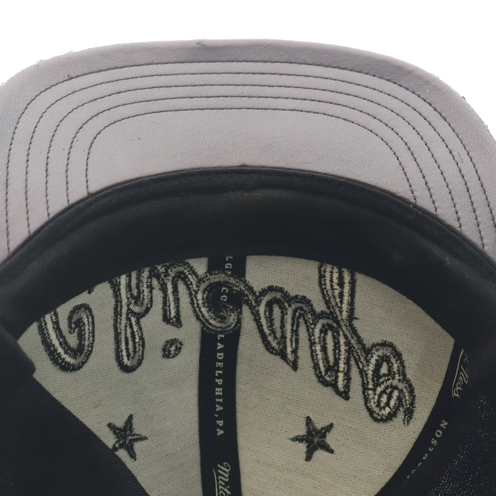 RSVP(アールブイエスピー) ×MITCHELL&NESS JUST DON CHICAGO ロゴ刺繍 クロコ ベースボールキャップ ブラック