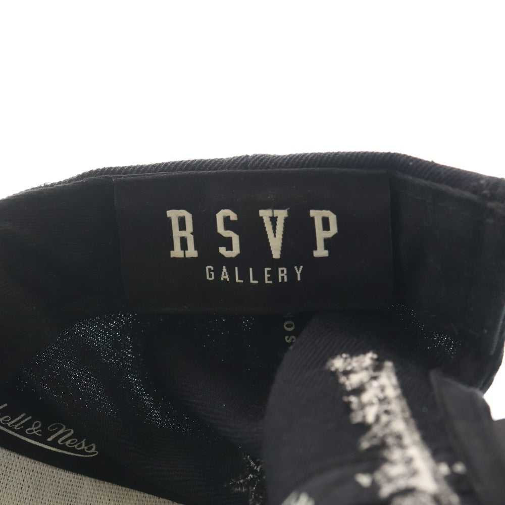 RSVP(アールブイエスピー) ×MITCHELL&NESS JUST DON CHICAGO ロゴ刺繍 クロコ ベースボールキャップ ブラック