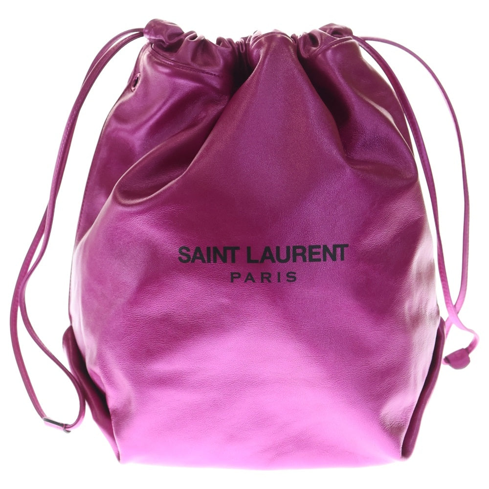 SAINT LAURENT PARIS(サンローランパリ) テディ チェーンショルダーバッグ 巾着バッグ ピンク シルバー金具 レザー 538447 レディース