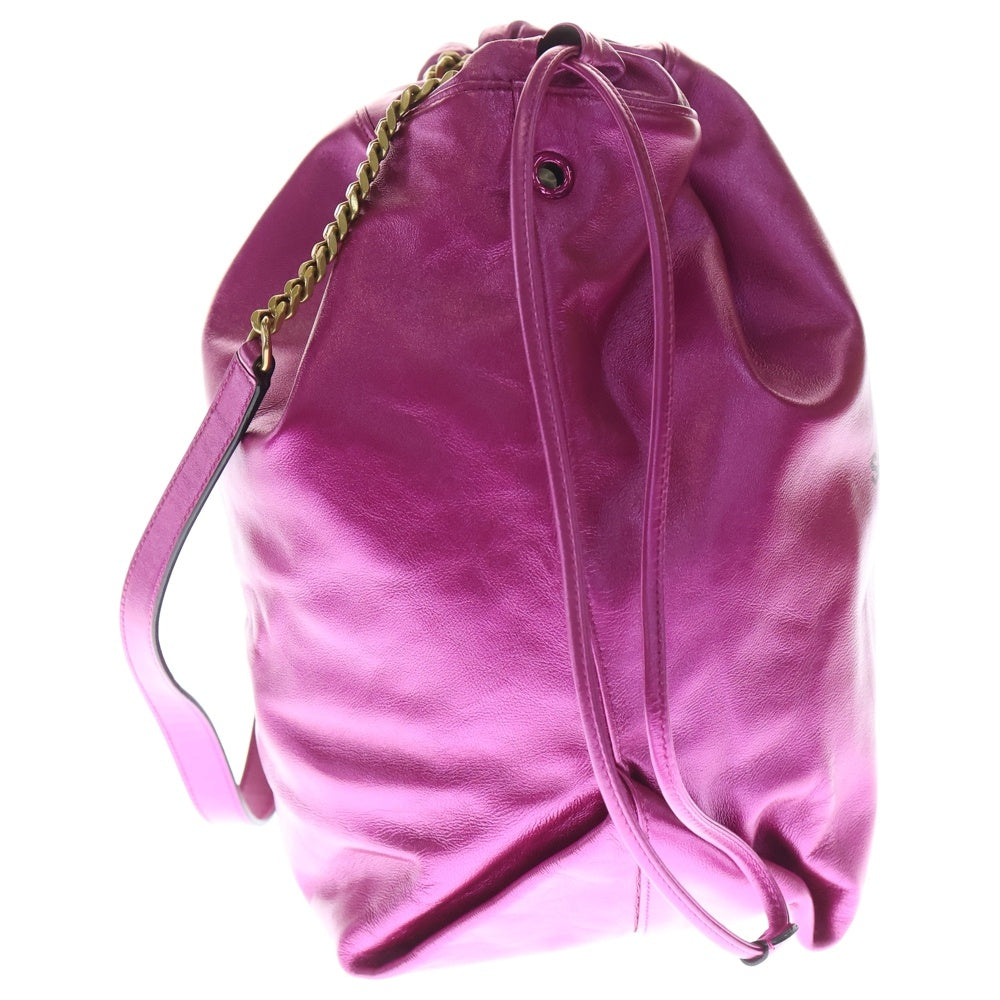 SAINT LAURENT PARIS(サンローランパリ) テディ チェーンショルダーバッグ 巾着バッグ ピンク シルバー金具 レザー 538447 レディース