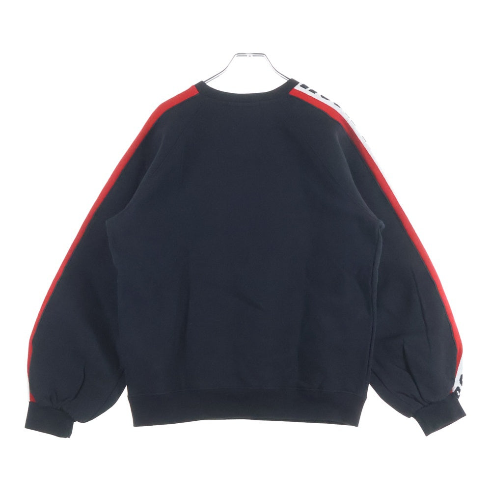 MSGM(エムエスジーエム) ニット切替 アームロゴ刺繍 クルーネック スウェット トレーナー ブラック 2741MDM73