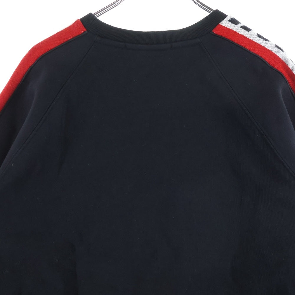 MSGM(エムエスジーエム) ニット切替 アームロゴ刺繍 クルーネック スウェット トレーナー ブラック 2741MDM73