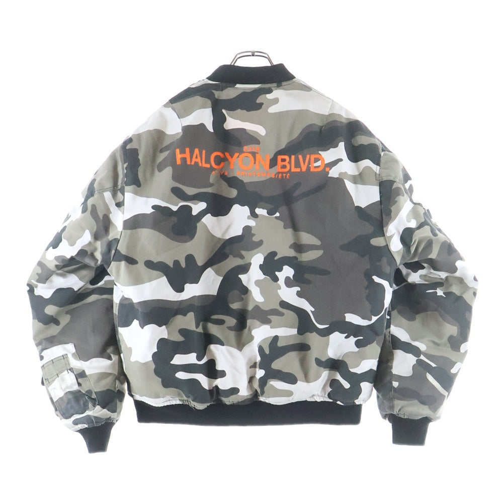 1017 ALYX 9SM(アリクス) x Fostex HALCYON BLVD MA-1 ロゴプリント リバーシブル ジップアップ ボンバージャケット オレンジ/グレー