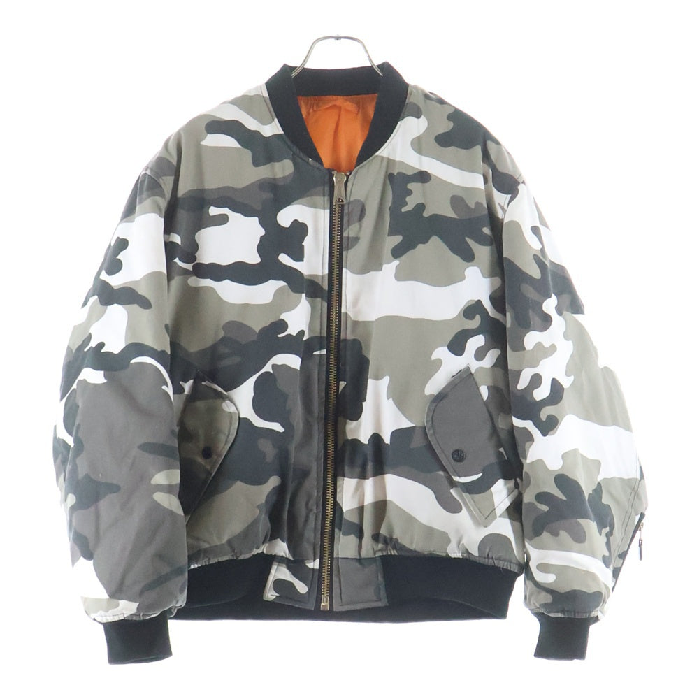 1017 ALYX 9SM(アリクス) x Fostex HALCYON BLVD MA-1 ロゴプリント リバーシブル ジップアップ ボンバージャケット オレンジ/グレー