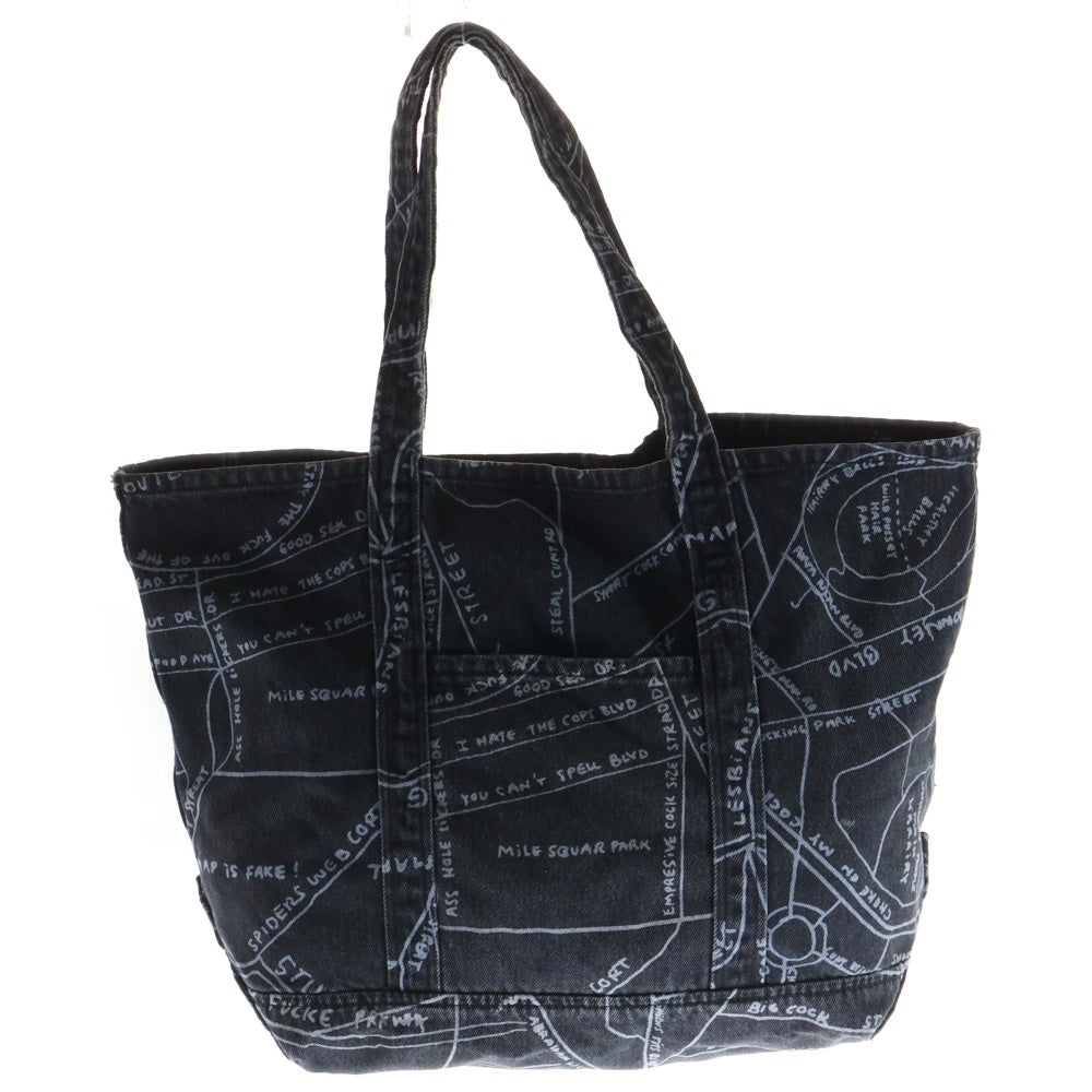 SUPREME(シュプリーム) 19SS × Gonz Map Denim Tote ゴンズ マーク・ゴンザレス マップ 地図柄 デニムトートバッグ ブラック