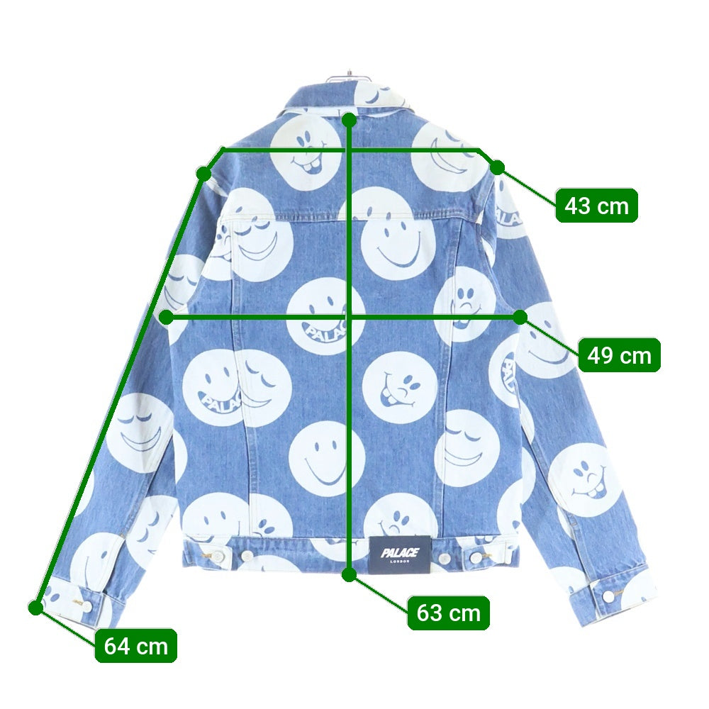 Palace Skateboards(パレススケートボーズ) 18AW MOVEMENT JACKET ムーブメント スマイル 総柄 デニムジャケット インディゴ