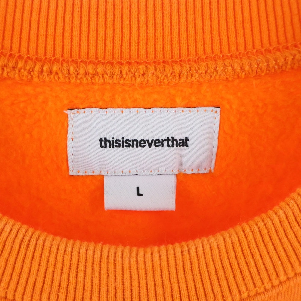 THISISNEVERTHAT(ディスイズネバーザット) 両面ロゴ刺繍 クルーネックスウェット トレーナー オレンジ TN20FSW001