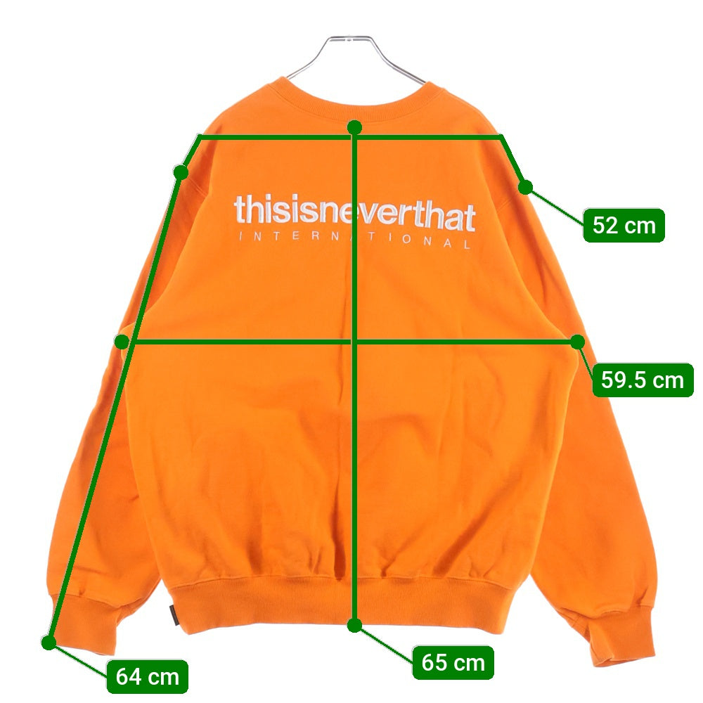 THISISNEVERTHAT(ディスイズネバーザット) 両面ロゴ刺繍 クルーネックスウェット トレーナー オレンジ TN20FSW001