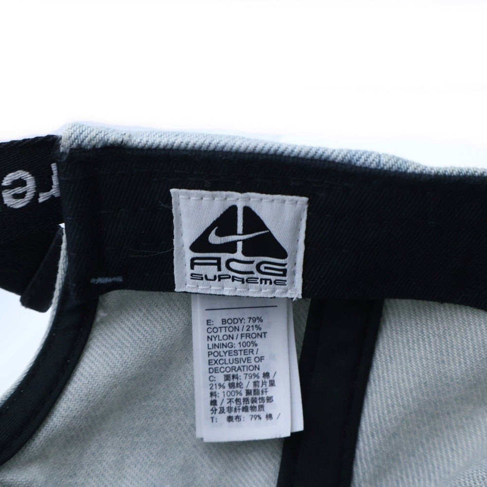 SUPREME(シュプリーム) 22AW × NIKE ACG Denim 6-Panel Cap ナイキ エーシージー 6パネル デニム ベースボールキャップ 帽子 インディゴ DQ7832-469
