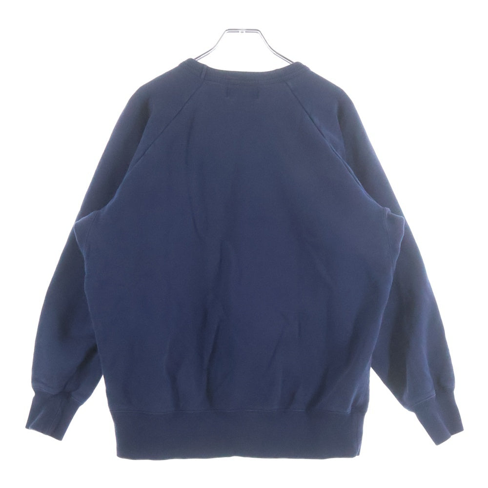 BUCKINGHAM(バッキンガム) ワンポイント刺繍 クルーネック スウェットトレーナー ネイビー