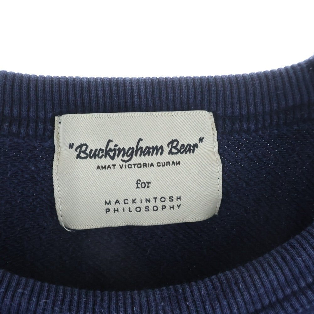 BUCKINGHAM(バッキンガム) ワンポイント刺繍 クルーネック スウェットトレーナー ネイビー