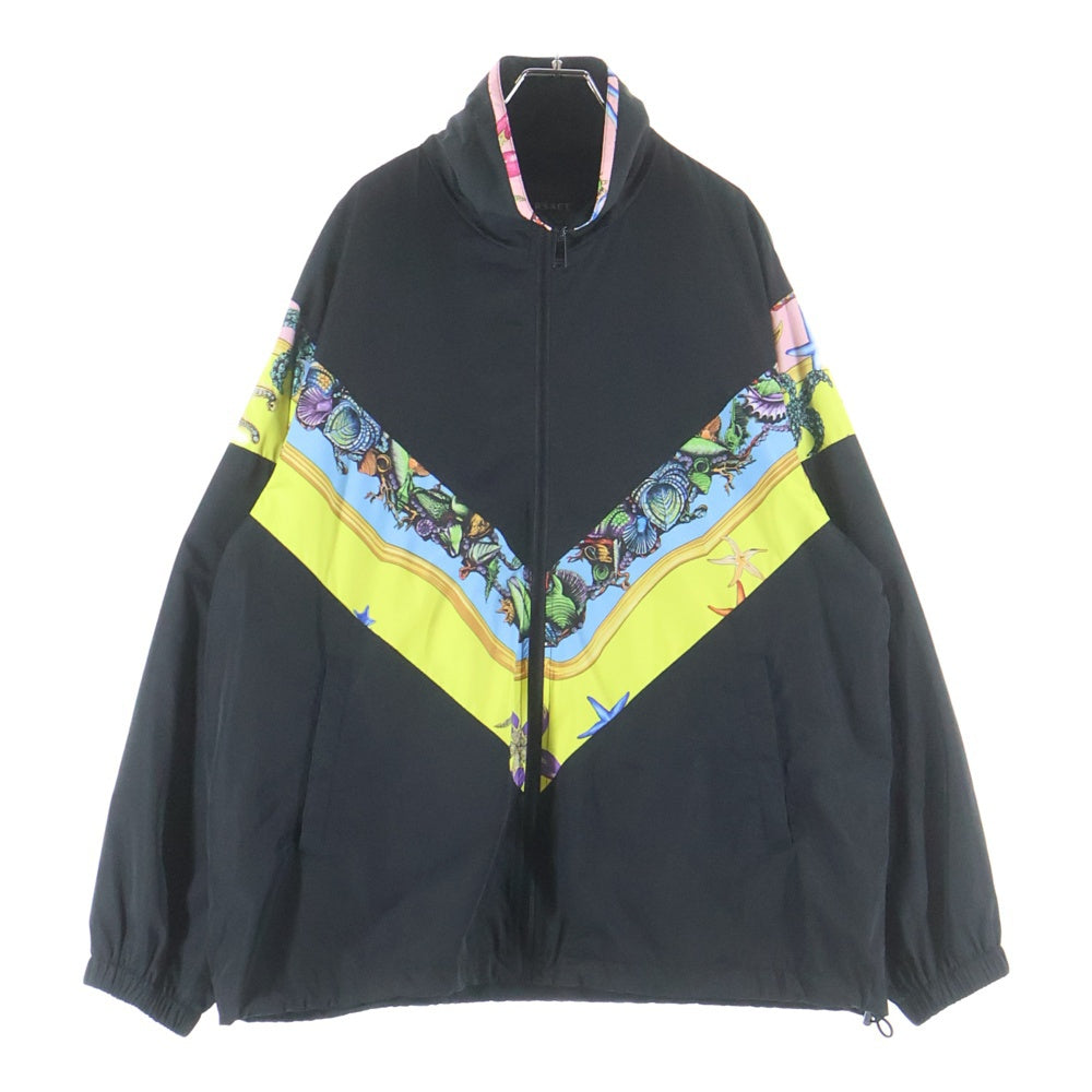 VERSACE(ヴェルサーチ) Tresor De La Mer Full Zip Track Jacket トレゾールドゥラメール ナイロン トラックジャケット ブラック A89028 1F00977