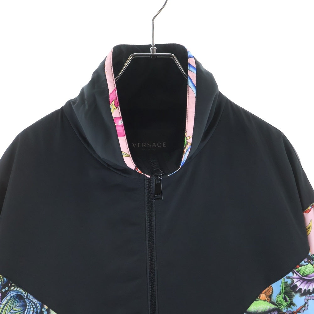 VERSACE(ヴェルサーチ) Tresor De La Mer Full Zip Track Jacket トレゾールドゥラメール ナイロン トラックジャケット ブラック A89028 1F00977