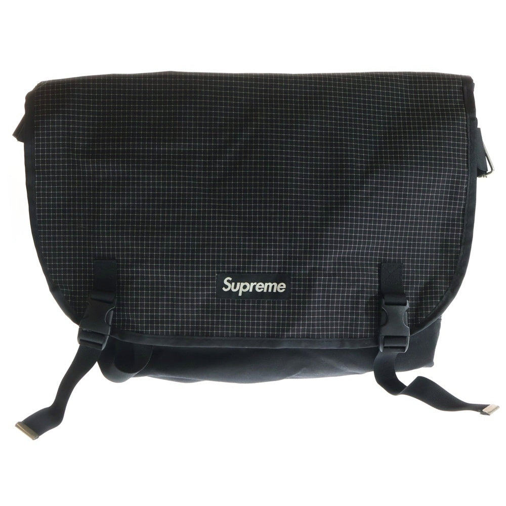 SUPREME(シュプリーム) 09AW ロゴ チェック ナイロン メッセンジャー ショルダーバッグ ブラック レディース