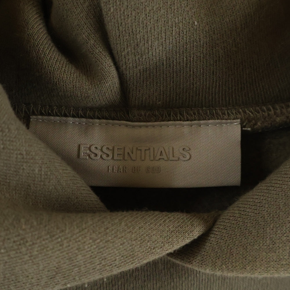 FEAR OF GOD ESSENTIALS(フィアオブゴッド エッセンシャルズ) フロントフロッキーロゴプリント オーバーサイズ プルオーバーパーカー フーディー ブラウン