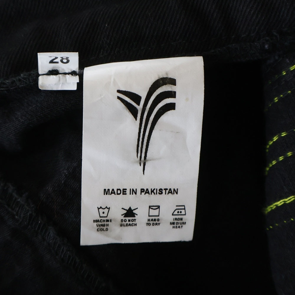 YORI SPORT(ヨリ スポーツ) 5STRIPE DENIM ダメージ加工 サイドストライプ デニム ブラック レディース