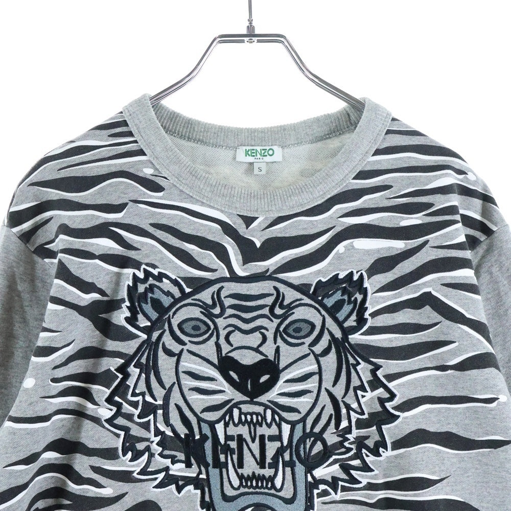 KENZO(ケンゾー) タイガー刺繍 クルーネック スウェットトレーナー グレー F855SW1824XD