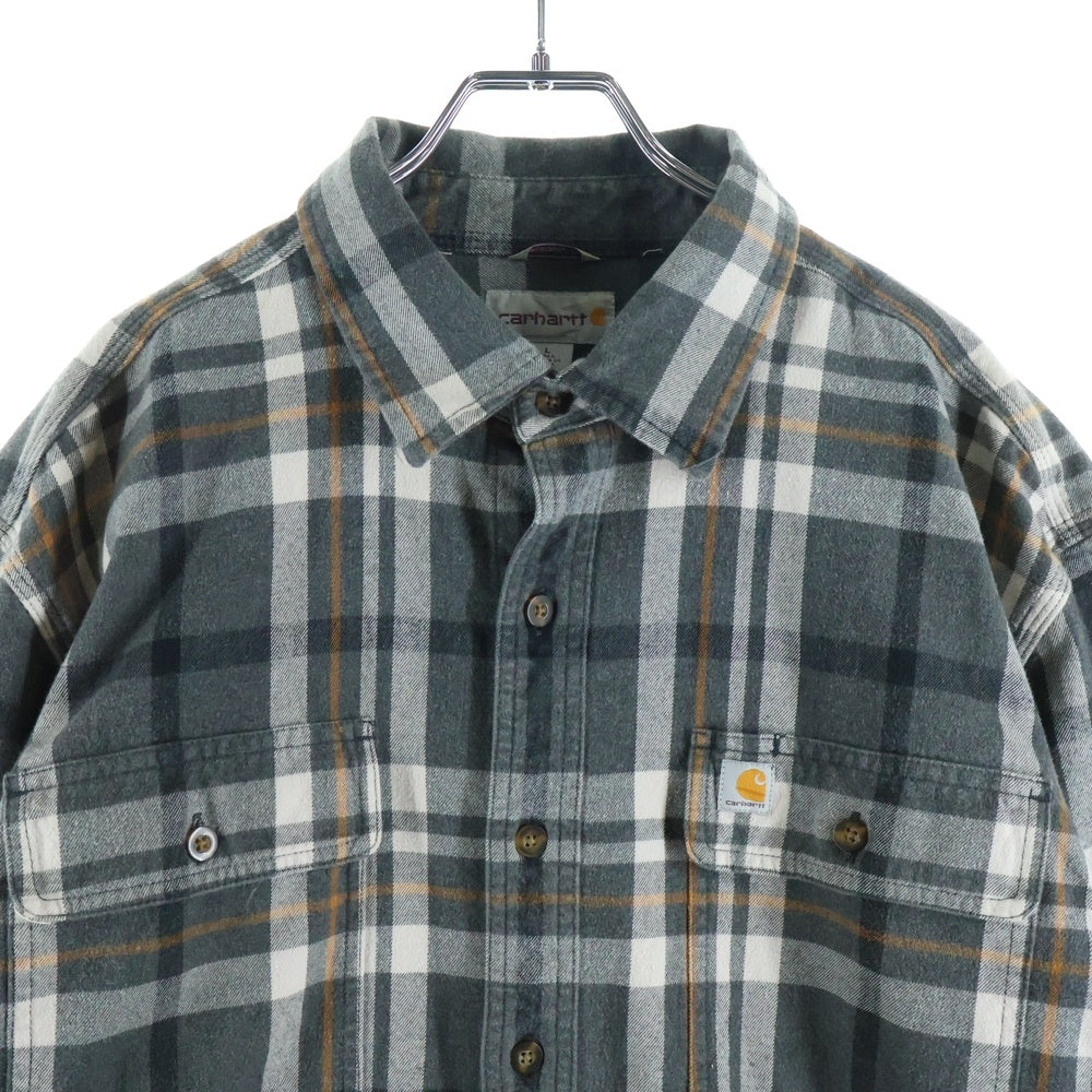 CARHARTT(カーハート) 16AW RUGGED FLEX RELAXED FIT FRANNEL LONG SLEEVE SNAP PLAID SHIRT フロントロゴ チェック プレイド コットン 長袖シャツ グレー 102216 026
