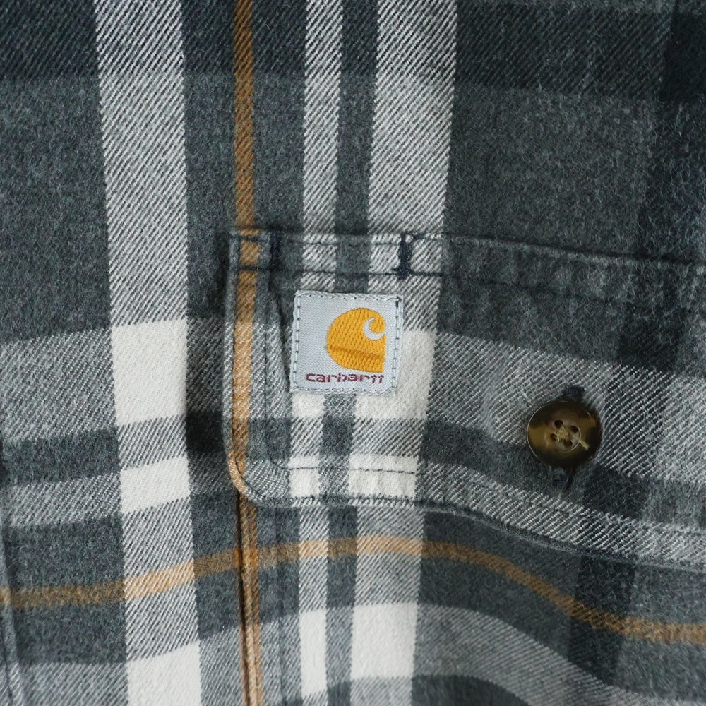 CARHARTT(カーハート) 16AW RUGGED FLEX RELAXED FIT FRANNEL LONG SLEEVE SNAP PLAID SHIRT フロントロゴ チェック プレイド コットン 長袖シャツ グレー 102216 026