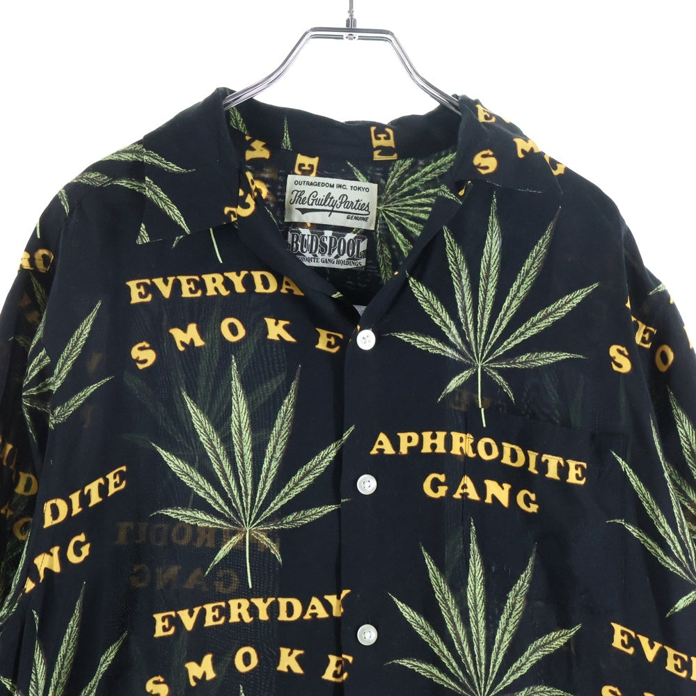 WACKO MARIA(ワコマリア) × BUDSPOOL APHRODITE GANG EVERYDAY SMOKING HAWAIIAN SHIRT バッツプール 舐達麻 オープンカラー ハワイアン アロハ半袖シャツ ブラック