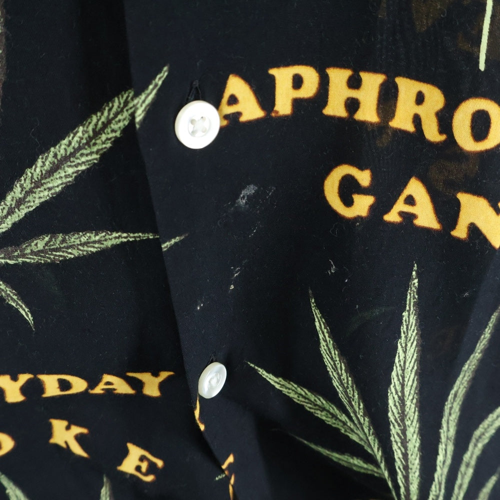 WACKO MARIA(ワコマリア) × BUDSPOOL APHRODITE GANG EVERYDAY SMOKING HAWAIIAN SHIRT バッツプール 舐達麻 オープンカラー ハワイアン アロハ半袖シャツ ブラック