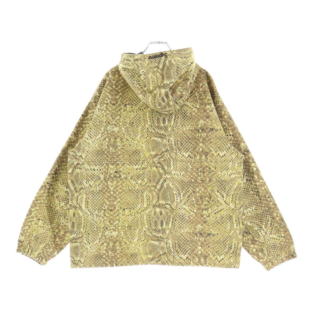 SUPREME(シュプリーム) 22AW × NIKE ACG Denim Pullover Gold Snakeskin ナイキエーシージー ロゴ刺繍 ゴールドスネーク総柄 プルオーバーパーカーフーディー ハーフジップ ジャケット