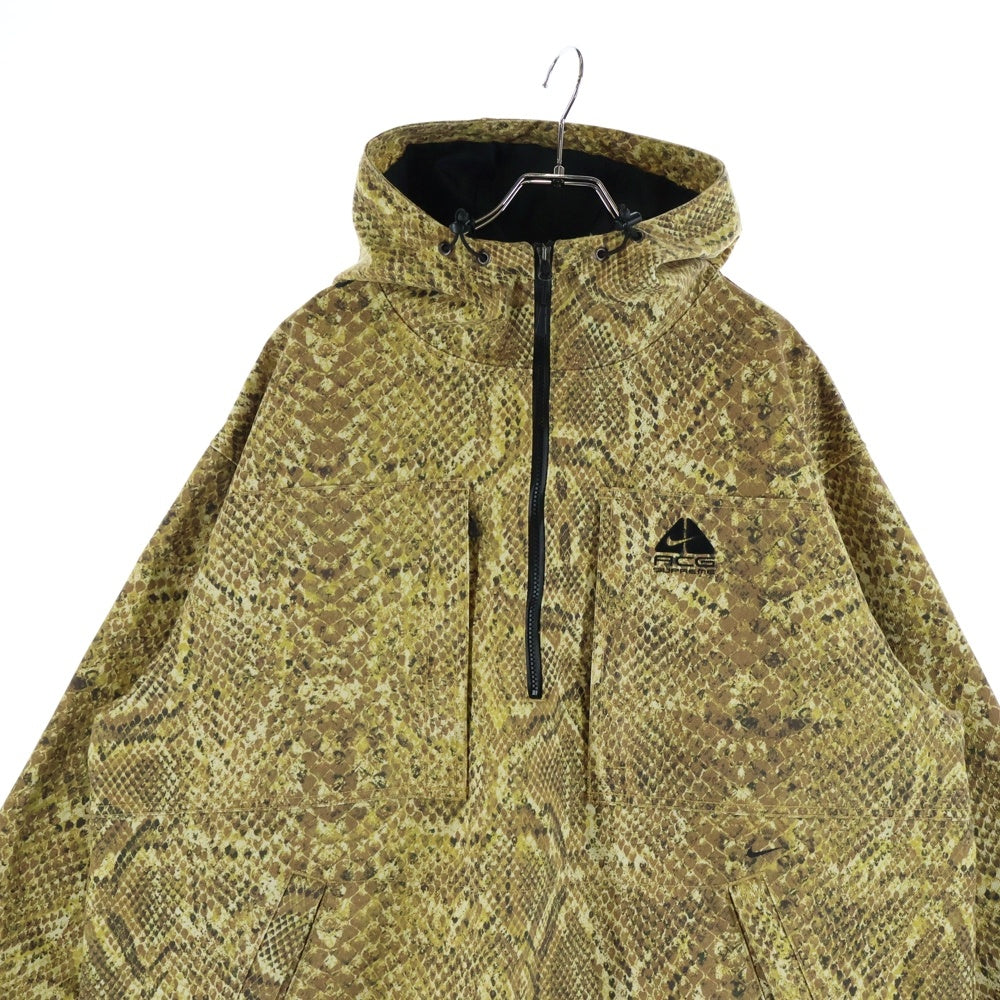 SUPREME(シュプリーム) 22AW × NIKE ACG Denim Pullover Gold Snakeskin ナイキエーシージー ロゴ刺繍 ゴールドスネーク総柄 プルオーバーパーカーフーディー ハーフジップ ジャケット