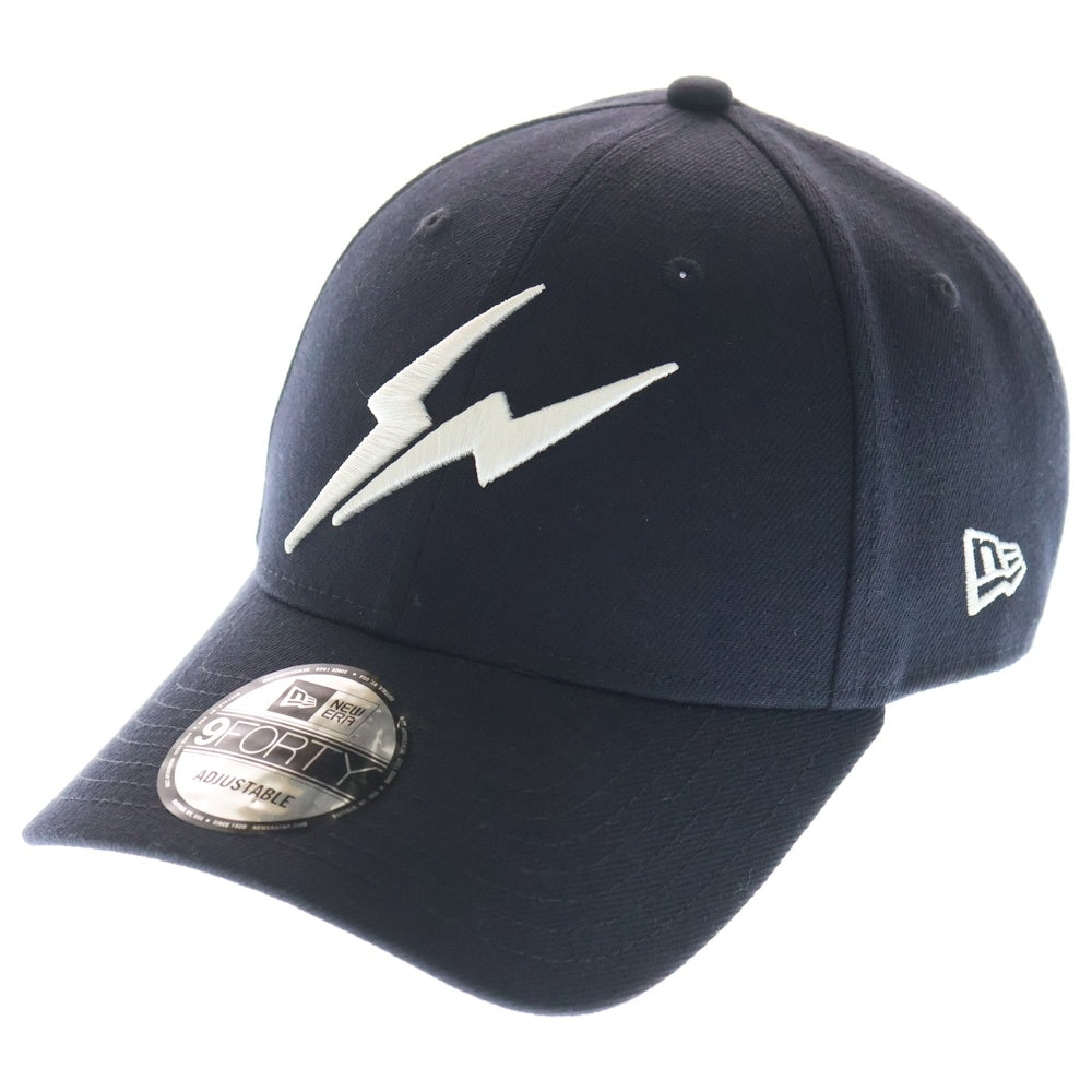 NEW ERA(ニューエラ) × FRAGMENT DESIGN 9FORTY フラグメントデザイン サンダーボルト ロゴ刺繍 6パネルキャップ 帽子 ネイビー