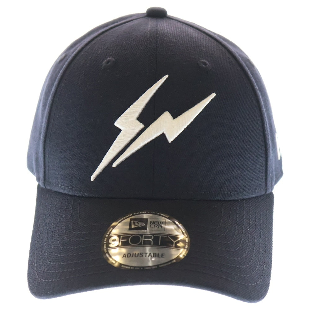 NEW ERA(ニューエラ) × FRAGMENT DESIGN 9FORTY フラグメントデザイン サンダーボルト ロゴ刺繍 6パネルキャップ 帽子 ネイビー