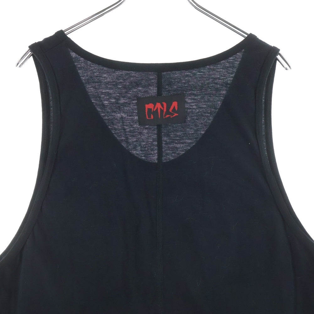 cvtvlist(カタリスト) 22SS サイド クロス プリント タンクトップ ノースリーブ ブラック 220106SC07