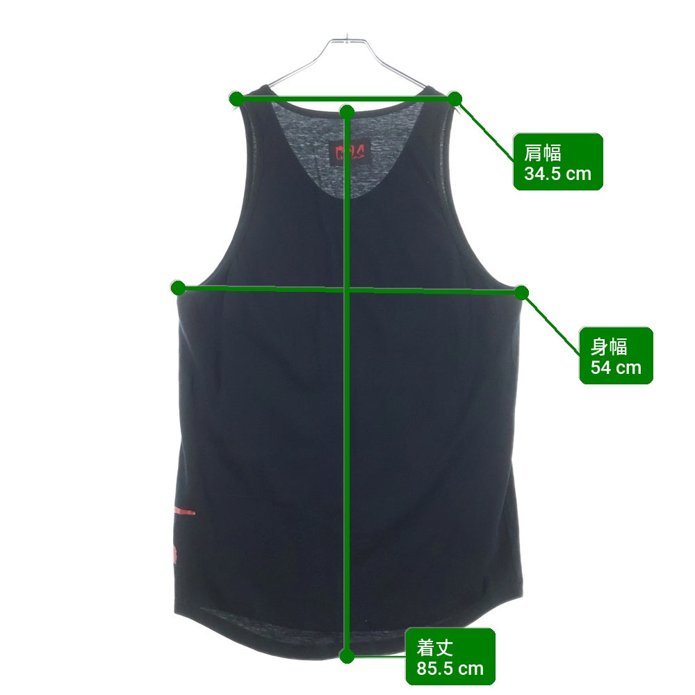 cvtvlist(カタリスト) 22SS サイド クロス プリント タンクトップ ノースリーブ ブラック 220106SC07