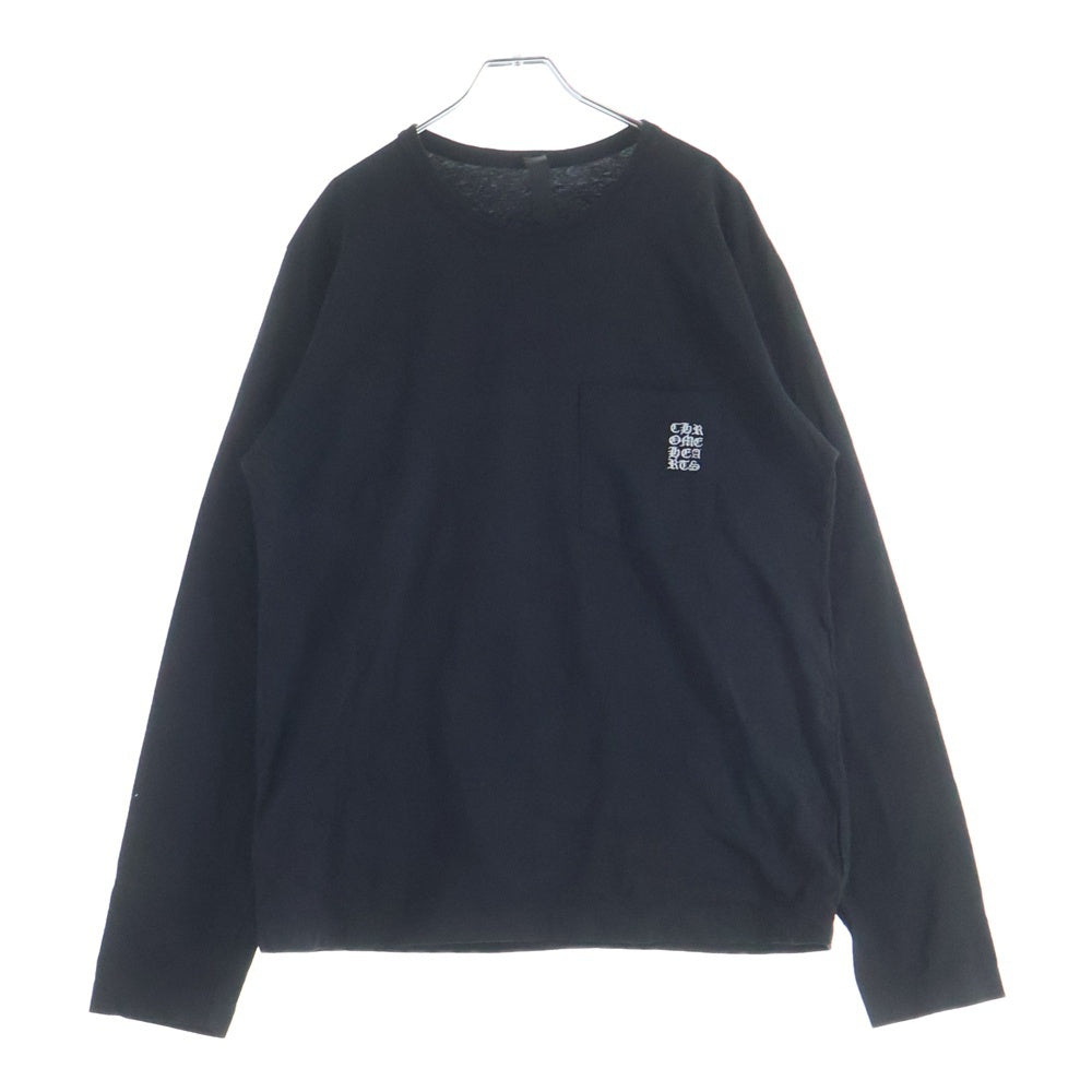 CHROME HEARTS(クロムハーツ) YNOT L/S TEE フロントロゴ刺繍 袖CHクロス刺繍 クルーネック 長袖Tシャツ ブラック