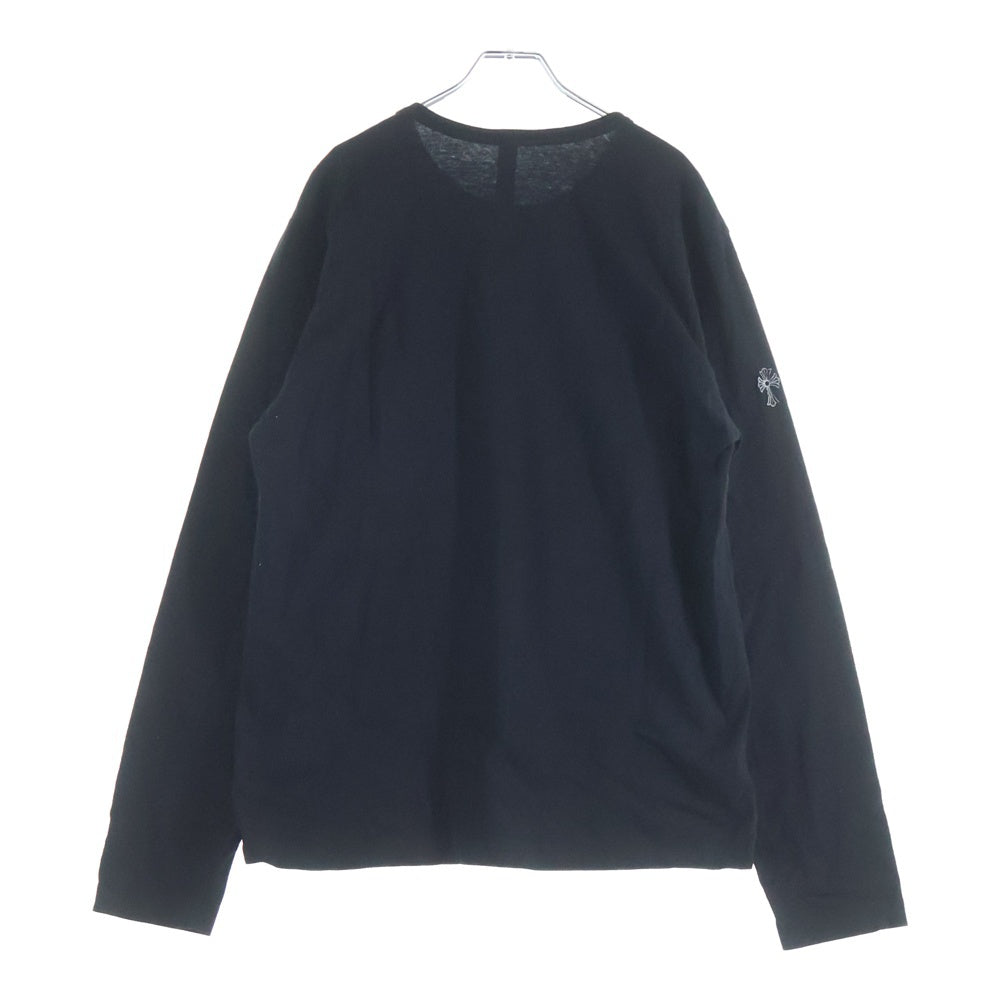 CHROME HEARTS(クロムハーツ) YNOT L/S TEE フロントロゴ刺繍 袖CHクロス刺繍 クルーネック 長袖Tシャツ ブラック