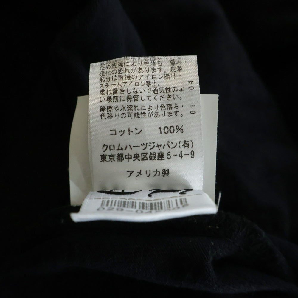 CHROME HEARTS(クロムハーツ) YNOT L/S TEE フロントロゴ刺繍 袖CHクロス刺繍 クルーネック 長袖Tシャツ ブラック