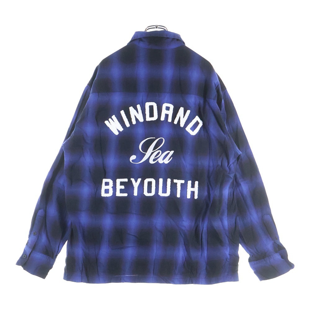 WIND AND SEA(ウィンダンシー) PLAID SHIRT BEYOUTH限定 オンブレ チェック プレイド長袖シャツ ブルー WDS-BYT-RS-05