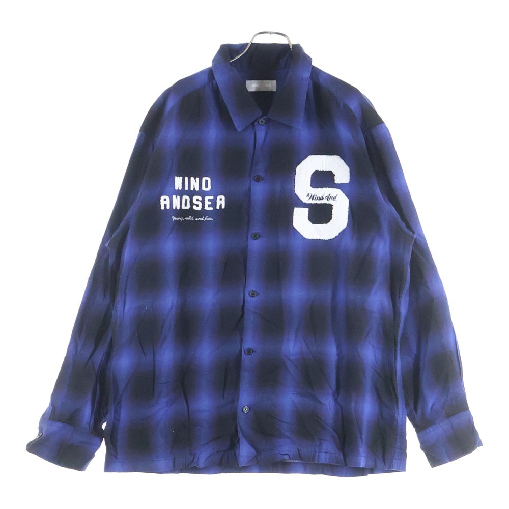 WIND AND SEA(ウィンダンシー) PLAID SHIRT BEYOUTH限定 オンブレ チェック プレイド長袖シャツ ブルー WDS-BYT-RS-05