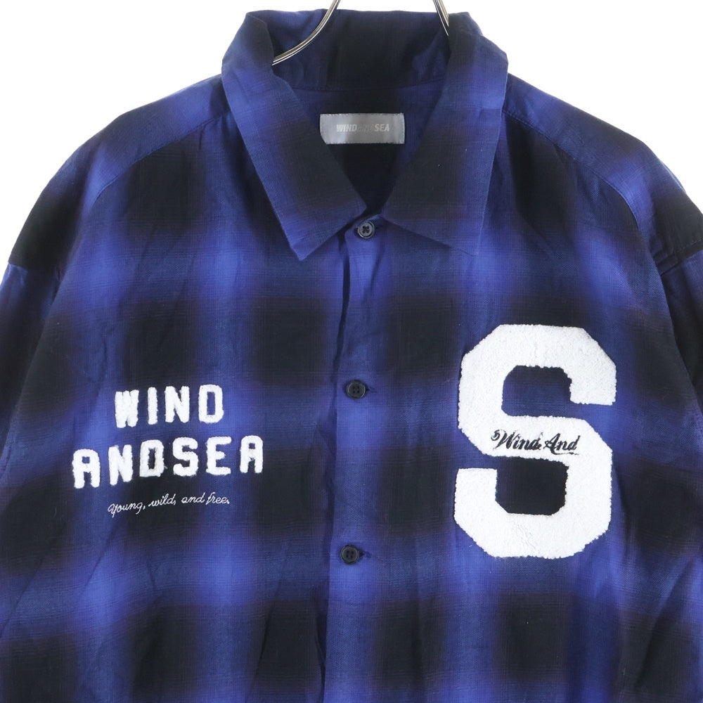 WIND AND SEA(ウィンダンシー) PLAID SHIRT BEYOUTH限定 オンブレ チェック プレイド長袖シャツ ブルー WDS-BYT-RS-05