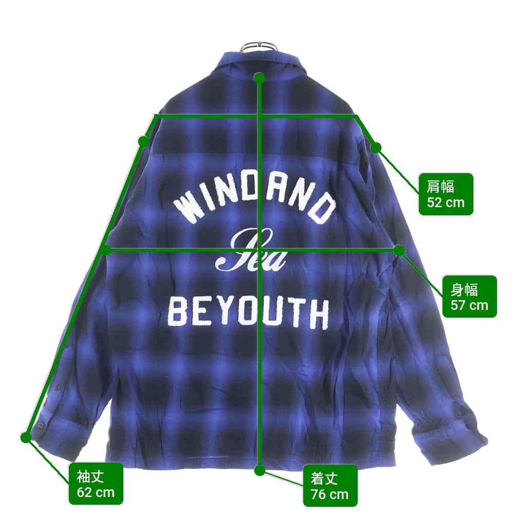 WIND AND SEA(ウィンダンシー) PLAID SHIRT BEYOUTH限定 オンブレ チェック プレイド長袖シャツ ブルー WDS-BYT-RS-05