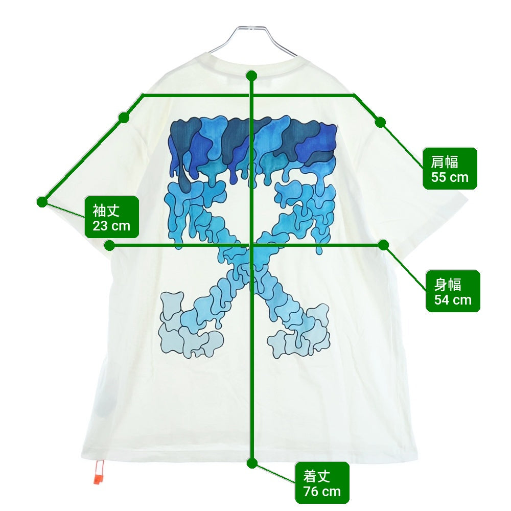 OFF-WHITE(オフホワイト) 21SS BLUE MARKER S/S OVER TEE ブルーマーカー クルーネック オーバーサイズ 半袖Tシャツ カットソー ホワイト OMAA038S21JER001