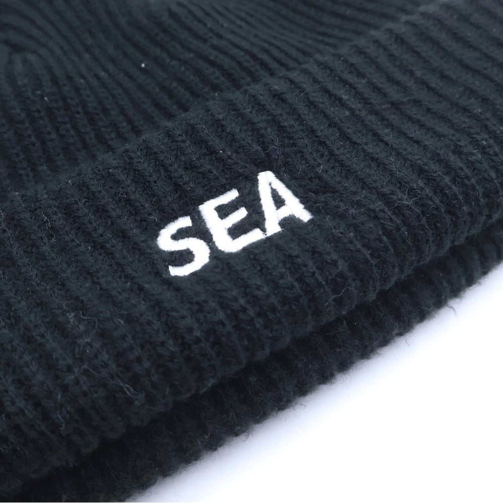 WIND AND SEA(ウィンダンシー) Logo Embroidery Beanie ロゴ刺繍 アクリルビーニー ブラック WDS-O-ESS-24-Q3-AC-02