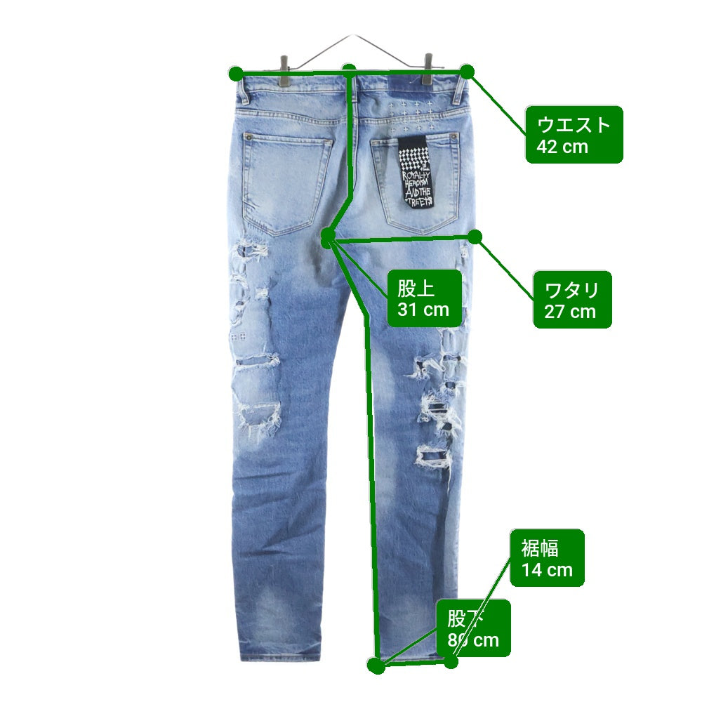KSUBI(スビ) VAN WINKLE TEKTONIK DIALLED ダメージ加工 ストレート デニムパンツ インディゴ MSP23DJ008