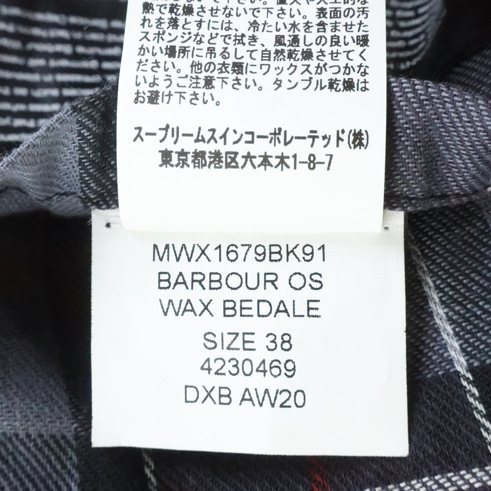 Barbour(バブアー) 21AW BEDALE JACKET ビデイル 裏地チェック ワックスコーティング オイルドジャケット カーキ MWX0018SG91