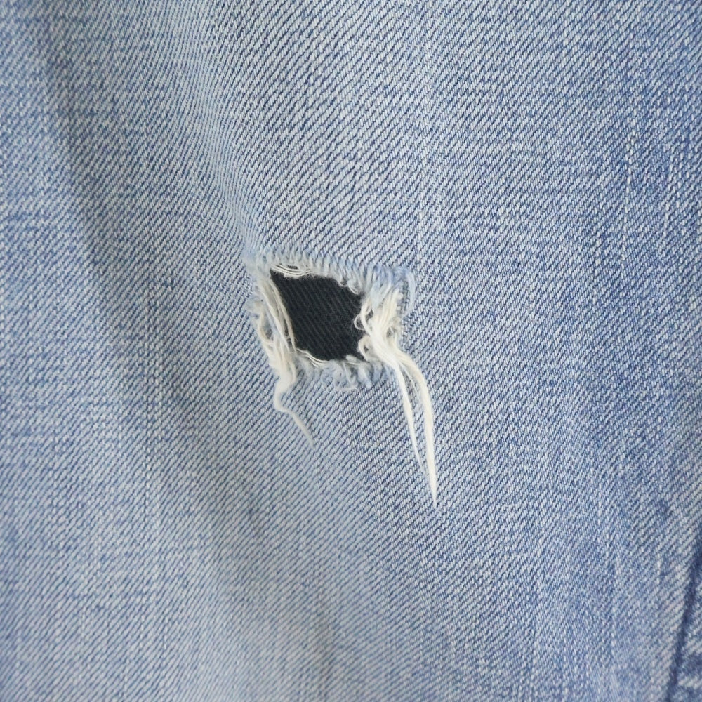 Rags McGREGOR(ラグスマックレガー) ボタンフライ クラッシュド ダメージ加工 スリム ストレート デニム パンツ インディゴ 211317102