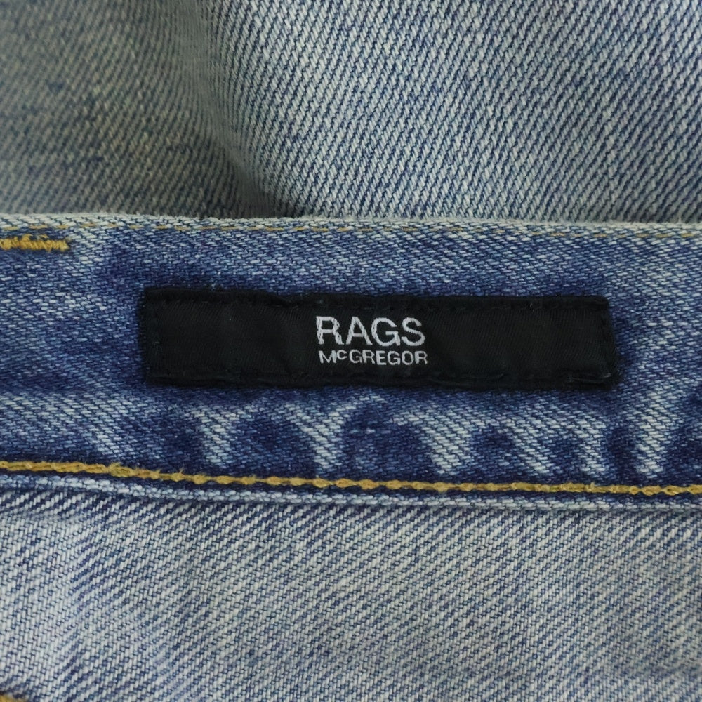Rags McGREGOR(ラグスマックレガー) ボタンフライ クラッシュド ダメージ加工 スリム ストレート デニム パンツ インディゴ 211317102