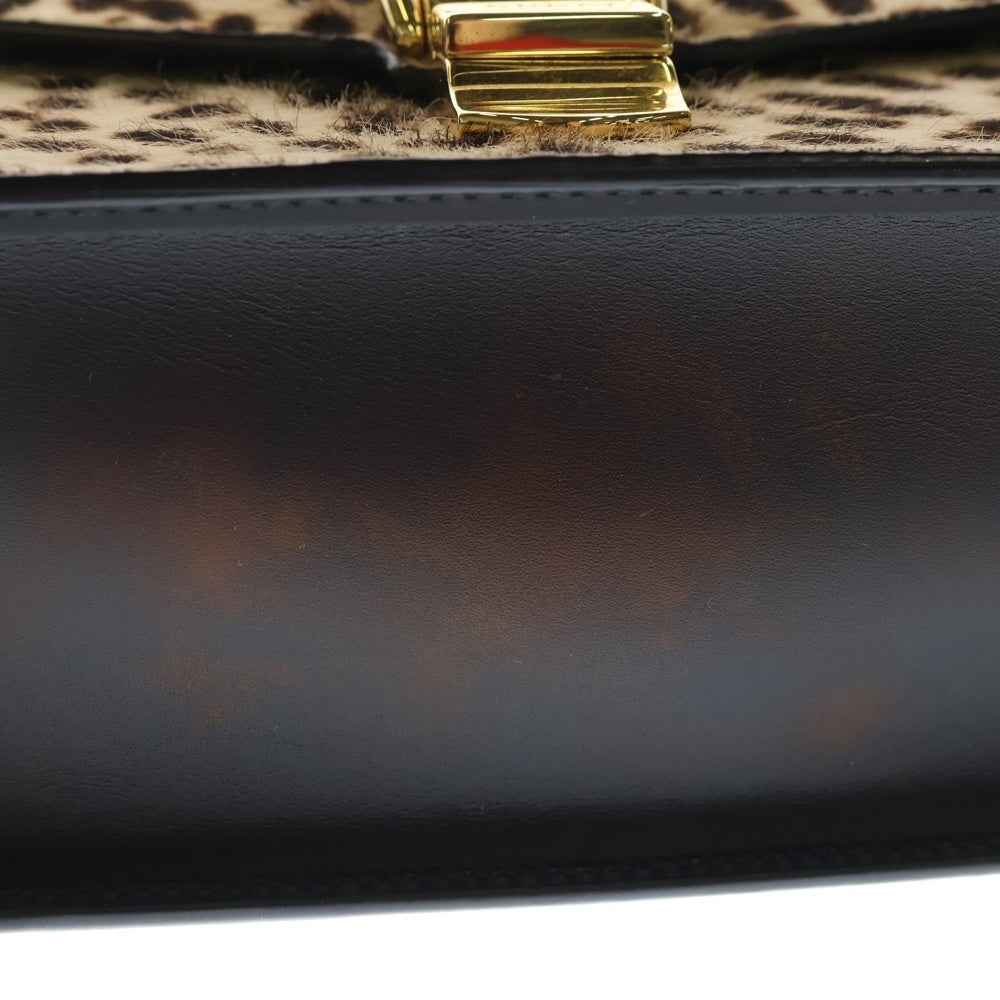 GUCCI(グッチ) シェリーライン シルヴィ ハラコレザー レオパード ショルダーバッグ ベージュ/ブラック 421882 レディース