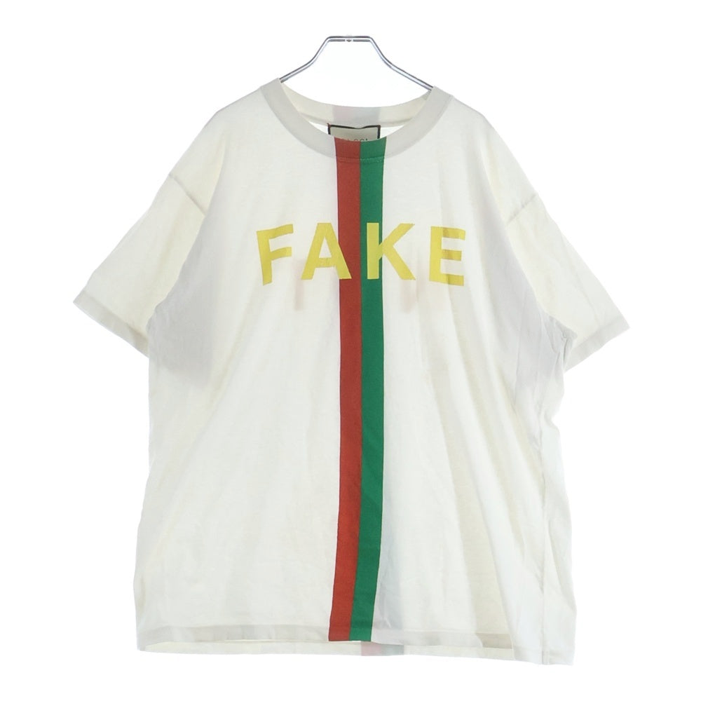 GUCCI(グッチ) 20AW Fake/Not Print Oversize Tee フェイクノット プリント オーバーサイズ クルーネック 半袖Tシャツ カットソー ホワイト 616036 XJCXX