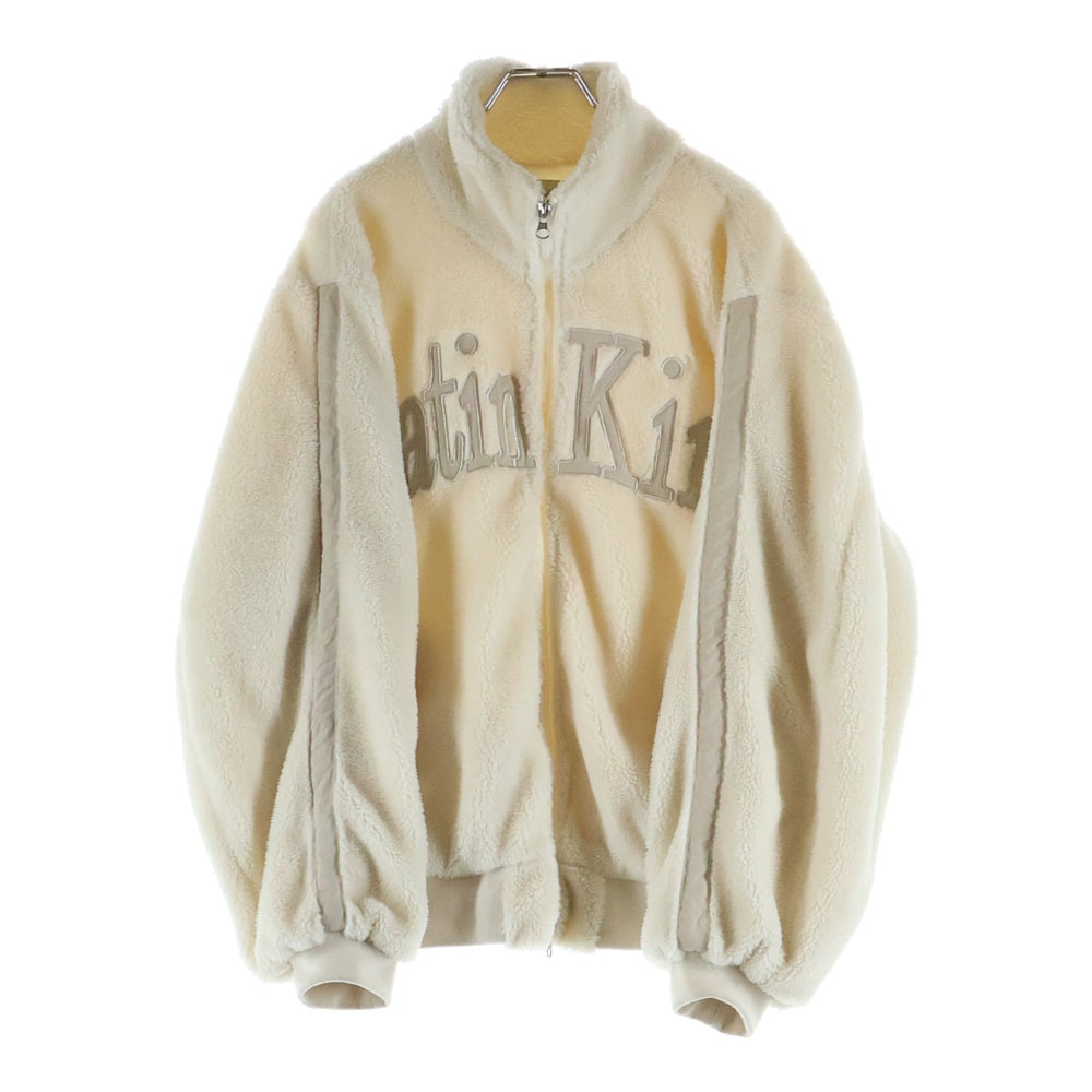 Matin Kim(マーティンキム) Teddy Fleece Jumper ロゴ刺繍 テディー フリース ジャンパー ジャケット アイボリー レディース