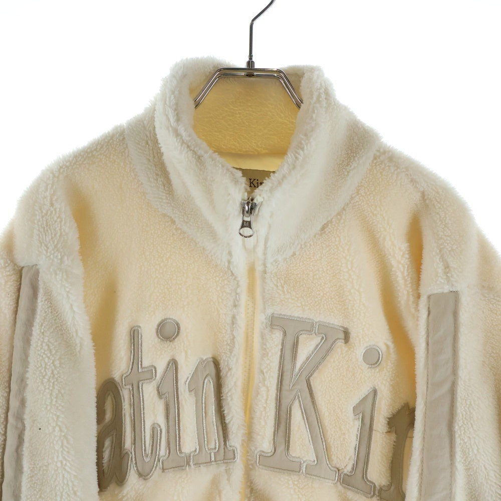 Matin Kim(マーティンキム) Teddy Fleece Jumper ロゴ刺繍 テディー フリース ジャンパー ジャケット アイボリー レディース