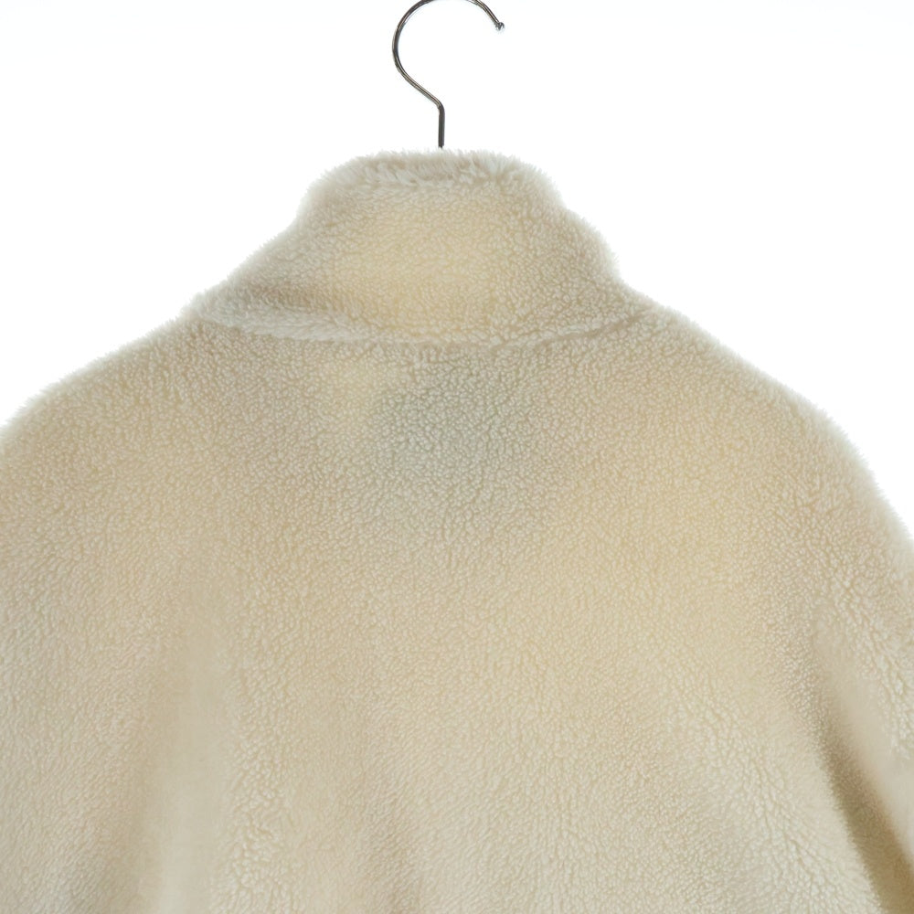 Matin Kim(マーティンキム) Teddy Fleece Jumper ロゴ刺繍 テディー フリース ジャンパー ジャケット アイボリー レディース